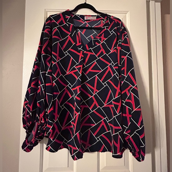 Buenos niños blue/red geometrical figures with wide sleeves size XXL - Picture 1 of 4